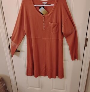 Ocean And Coast Women's Plus Size Waffle Knit Dress In A Ginger Root Color.